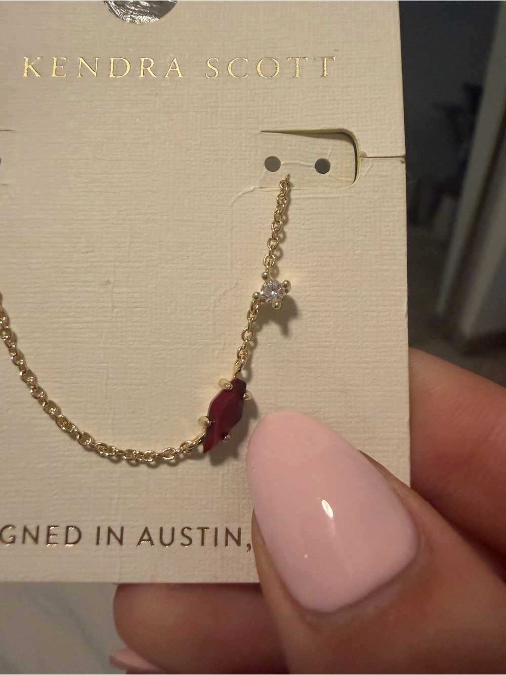 Kendra Scott Gold Necklace with Burgundy Stone